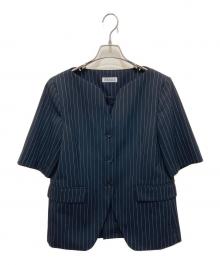 EMOELLE（エモエレ）の古着「スリットネックハーフスリーブジャケット」｜ブラック