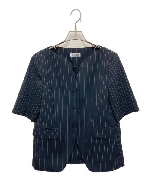 EMOELLE（エモエレ）EMOELLE (エモエレ) スリットネックハーフスリーブジャケット ブラック サイズ:FREEの古着・服飾アイテム
