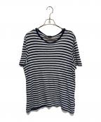 BOSSボス）の古着「ピュアリネン ホリゾンタルストライプ Tシャツ」｜ネイビー×ホワイト