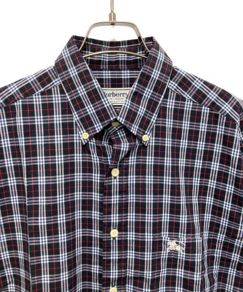 Burberry's（バーバリーズ）Burberry's (バーバリーズ) ホース刺繍ノヴァチェックシャツ ネイビー×レッド サイズ:Mの古着・服飾アイテム