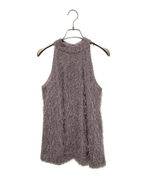 FRAY ID（フレイ アイディー）FRAY ID (フレイ アイディー) フリンジジャガードホルタートップス ピンクグレー サイズ:FREEの古着・服飾アイテム