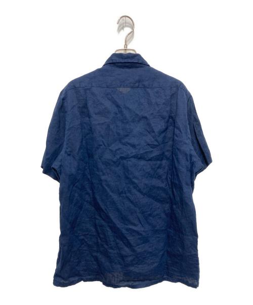 POLO RALPH LAUREN（ポロ・ラルフローレン）POLO RALPH LAUREN (ポロ・ラルフローレン) クラシックフィット半袖リネンシャツ ネイビー サイズ:Mの古着・服飾アイテム