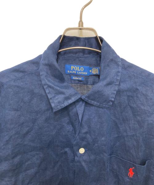 POLO RALPH LAUREN（ポロ・ラルフローレン）POLO RALPH LAUREN (ポロ・ラルフローレン) クラシックフィット半袖リネンシャツ ネイビー サイズ:Mの古着・服飾アイテム