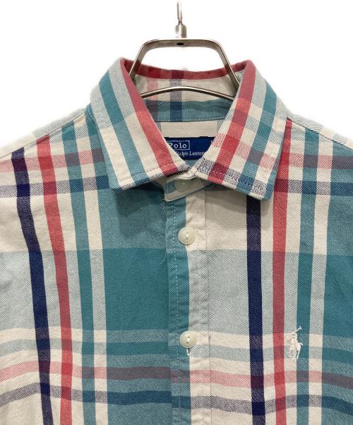 POLO RALPH LAUREN（ポロ・ラルフローレン）POLO RALPH LAUREN (ポロ・ラルフローレン) ポニー刺繍シャツ ブルー×レッド サイズ:Sの古着・服飾アイテム