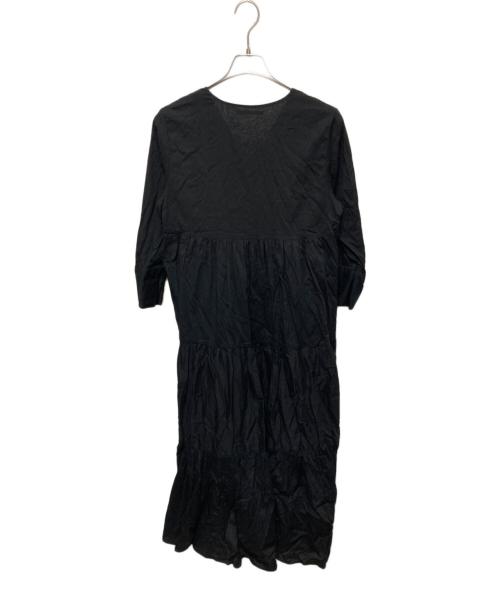 ne quittez pas（ヌキテパ）ne quittez pas (ヌキテパ) ドビーパネルVネックドレス ブラック サイズ:Sの古着・服飾アイテム