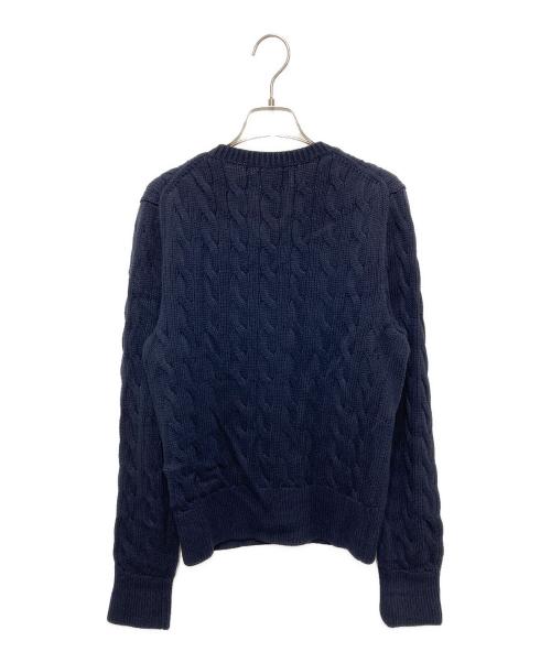 POLO RALPH LAUREN（ポロ・ラルフローレン）POLO RALPH LAUREN (ポロ・ラルフローレン) ケーブルニットコットンクルーネックカーディガン ネイビー サイズ:Ⅼの古着・服飾アイテム