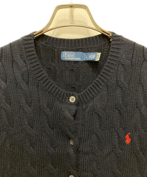 POLO RALPH LAUREN（ポロ・ラルフローレン）POLO RALPH LAUREN (ポロ・ラルフローレン) ケーブルニットコットンクルーネックカーディガン ネイビー サイズ:Ⅼの古着・服飾アイテム