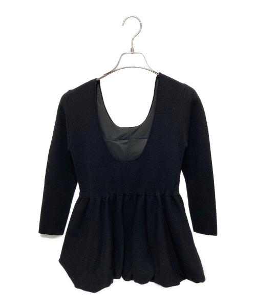 L'AUBE BLANC（ローブ ブラン）L'AUBE BLANC (ローブ ブラン) Balloon peplum Knit tops／バルーンペプラムニットトップス ブラック サイズ:FREEの古着・服飾アイテム