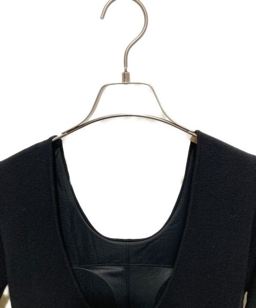 L'AUBE BLANC（ローブ ブラン）L'AUBE BLANC (ローブ ブラン) Balloon peplum Knit tops／バルーンペプラムニットトップス ブラック サイズ:FREEの古着・服飾アイテム