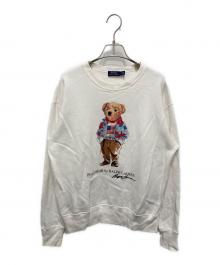 POLO RALPH LAUREN（ポロ・ラルフローレン）の古着「ダメージ加工ポロベアスウェット」｜ホワイト