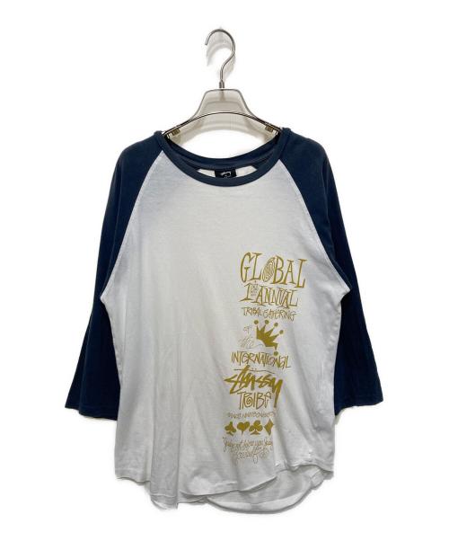 stussy（ステューシー）stussy (ステューシー) ラグランTシャツ ホワイト サイズ:Ⅿの古着・服飾アイテム