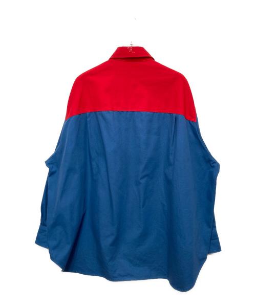 RAF SIMONS（ラフシモンズ）RAF SIMONS (ラフシモンズ) オーバーサイズ バイカラーデニムシャツ ブルー×レッド サイズ:Ｓの古着・服飾アイテム