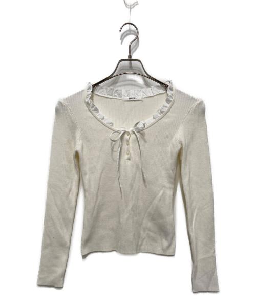 Snidel（スナイデル）Snidel (スナイデル) フリルドッキングニットプルオーバー ホワイト サイズ:FREEの古着・服飾アイテム