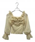 Snidelスナイデル）の古着「デザインシアーフリルニットプルオーバー」｜イエロー