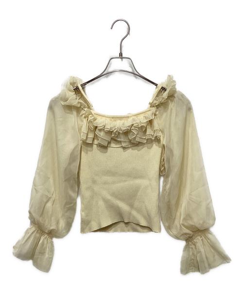 Snidel（スナイデル）Snidel (スナイデル) デザインシアーフリルニットプルオーバー イエロー サイズ:FREEの古着・服飾アイテム