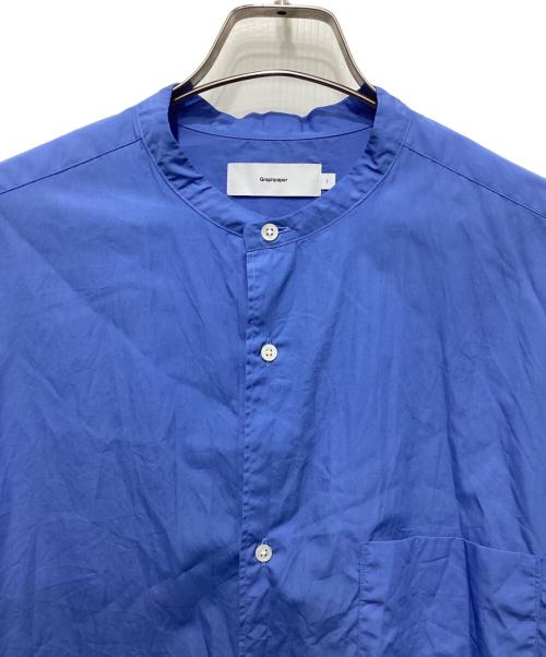 Graphpaper（グラフペーパー）Graphpaper (グラフペーパー) Broad L/S Oversized Band Collar Shirt ブルー サイズ:1の古着・服飾アイテム
