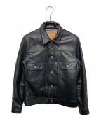 Y'2 leather×UNIQUE JEAN STOREワイツーレザー×）の古着「レザージャケット」｜ブラック