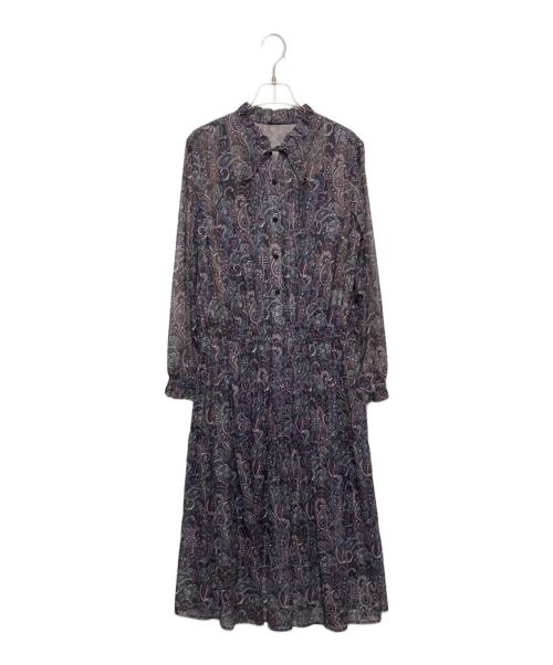 ROCHAS（ロシャス）ROCHAS (ロシャス) ペイズリーシフォンワンピース ROCHAS グレー サイズ:FREEの古着・服飾アイテム