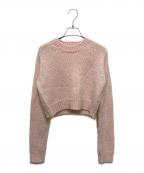 AURALEEオーラリー）の古着「WOOL BABY CAMEL BRUSHED YARN KNIT SHORT PULL OVER / ウール ベビー キャメル ブラッシュド ヤーン ニット ショート プルオーバー」｜ピンク