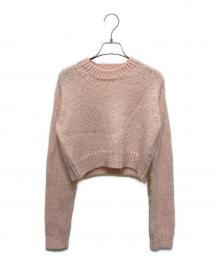 AURALEE（オーラリー）の古着「WOOL BABY CAMEL BRUSHED YARN KNIT SHORT PULL OVER / ウール ベビー キャメル ブラッシュド ヤーン ニット ショート プルオーバー」｜ピンク