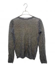 AURALEE（オーラリー）の古着「KID MOHAIR SHEER KNIT BOAT NECK P/O／キッド モヘヤ シアー ニット ボートネック プルオーバー」｜グレー