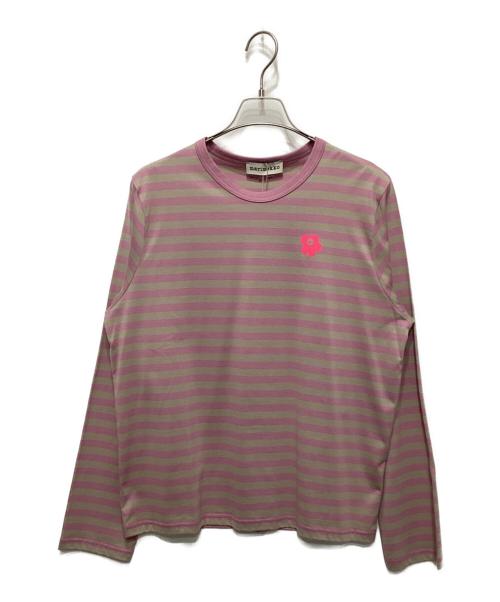 marimekko（マリメッコ）marimekko (マリメッコ) Tasaraita ボーダーカットソー ベージュ×ピンク サイズ:Mの古着・服飾アイテム