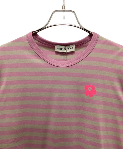 marimekko（マリメッコ）marimekko (マリメッコ) Tasaraita ボーダーカットソー ベージュ×ピンク サイズ:Mの古着・服飾アイテム