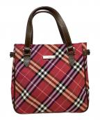 BURBERRY BLUE LABELバーバリー ブルー レーベル）の古着「チェック柄ミニトートバッグ」｜レッド
