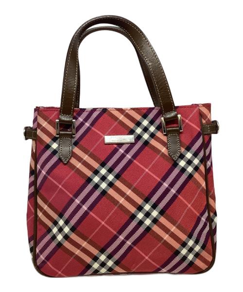 BURBERRY BLUE LABEL（バーバリー ブルー レーベル）BURBERRY BLUE LABEL (バーバリー ブルー レーベル) チェック柄ミニトートバッグ レッドの古着・服飾アイテム