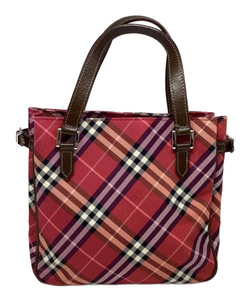 BURBERRY BLUE LABEL（バーバリー ブルー レーベル）BURBERRY BLUE LABEL (バーバリー ブルー レーベル) チェック柄ミニトートバッグ レッドの古着・服飾アイテム
