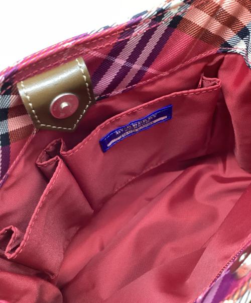 BURBERRY BLUE LABEL（バーバリー ブルー レーベル）BURBERRY BLUE LABEL (バーバリー ブルー レーベル) チェック柄ミニトートバッグ レッドの古着・服飾アイテム
