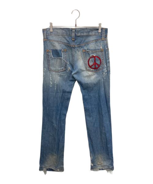 DOLCE & GABBANA（ドルチェ＆ガッバーナ）DOLCE & GABBANA (ドルチェ＆ガッバーナ) クラッシュ加工デニムパンツ インディゴ サイズ:48の古着・服飾アイテム