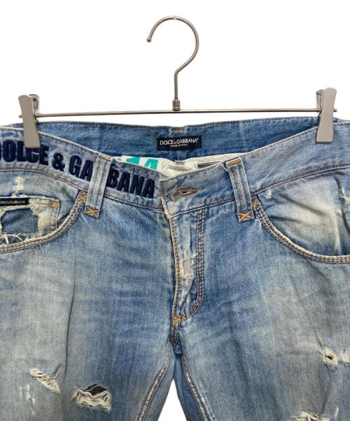 DOLCE & GABBANA（ドルチェ＆ガッバーナ）DOLCE & GABBANA (ドルチェ＆ガッバーナ) クラッシュ加工デニムパンツ インディゴ サイズ:48の古着・服飾アイテム