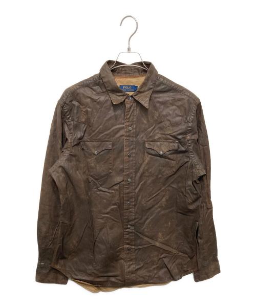 POLO RALPH LAUREN（ポロ・ラルフローレン）POLO RALPH LAUREN (ポロ・ラルフローレン) コーティングウエスタンシャツ ブラウン サイズ:Lの古着・服飾アイテム