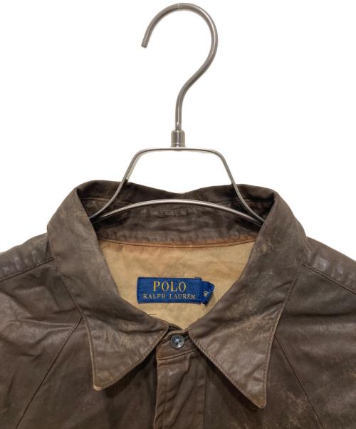 POLO RALPH LAUREN（ポロ・ラルフローレン）POLO RALPH LAUREN (ポロ・ラルフローレン) コーティングウエスタンシャツ ブラウン サイズ:Lの古着・服飾アイテム