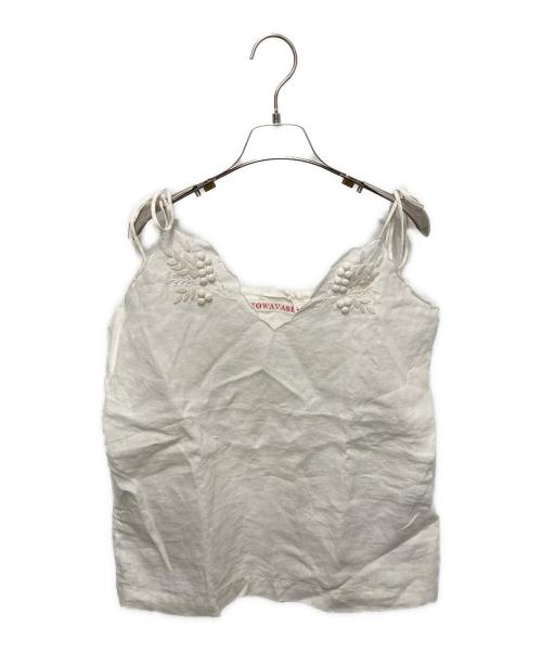 TOWAVASE（トワヴァーズ）TOWAVASE (トワヴァーズ) リネンキャミソールブラウス ホワイト サイズ:FREEの古着・服飾アイテム