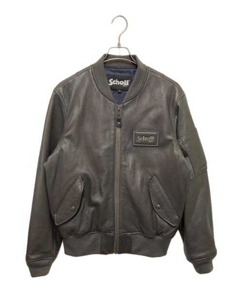 Schott（ショット）Schott (ショット) 別注MA-1レザージャケット グレー サイズ:Lの古着・服飾アイテム