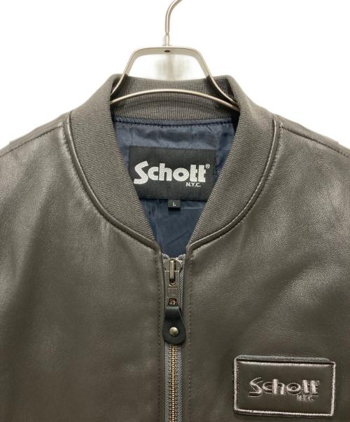 Schott（ショット）Schott (ショット) 別注MA-1レザージャケット グレー サイズ:Lの古着・服飾アイテム