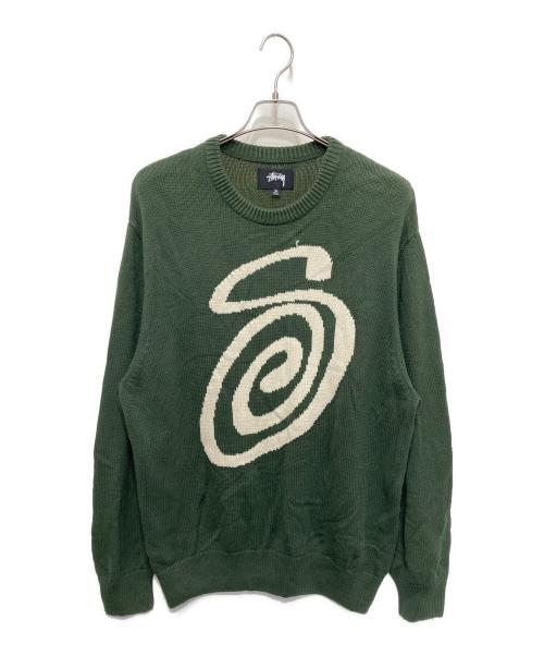 stussy（ステューシー）stussy (ステューシー) CURLY S SWEATER グリーン サイズ:XLの古着・服飾アイテム