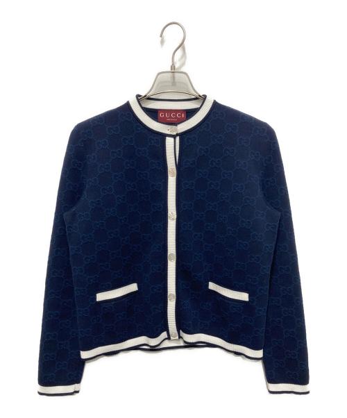 GUCCI（グッチ）GUCCI (グッチ) GGファインコットン ジャカード カーディガン ネイビー サイズ:Mの古着・服飾アイテム