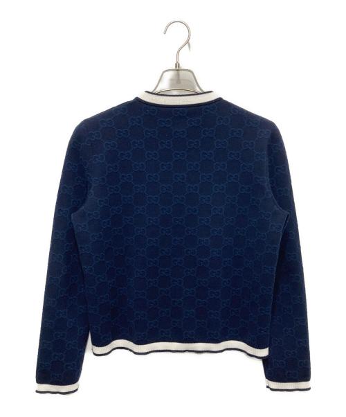 GUCCI（グッチ）GUCCI (グッチ) GGファインコットン ジャカード カーディガン ネイビー サイズ:Mの古着・服飾アイテム