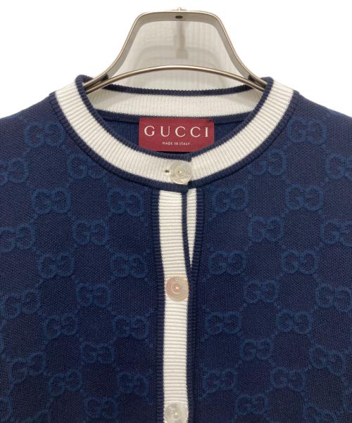 GUCCI（グッチ）GUCCI (グッチ) GGファインコットン ジャカード カーディガン ネイビー サイズ:Mの古着・服飾アイテム