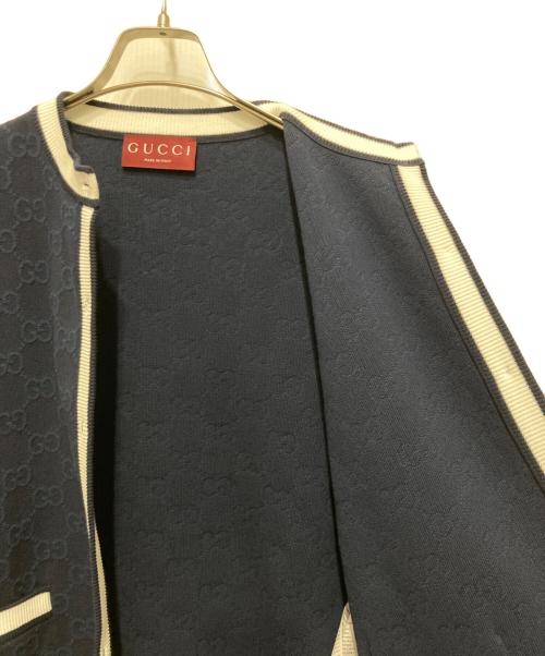 GUCCI（グッチ）GUCCI (グッチ) GGファインコットン ジャカード カーディガン ネイビー サイズ:Mの古着・服飾アイテム