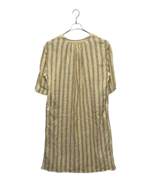 MACPHEE（マカフィー）MACPHEE (マカフィー) フレンチリネン ギャザーワンピース イエロー サイズ:36の古着・服飾アイテム