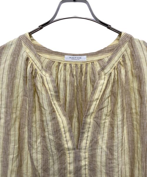 MACPHEE（マカフィー）MACPHEE (マカフィー) フレンチリネン ギャザーワンピース イエロー サイズ:36の古着・服飾アイテム