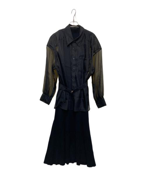 Mystrada（マイストラーダ）Mystrada (マイストラーダ) シアーシャツセットニットワンピース ブラック サイズ:38の古着・服飾アイテム
