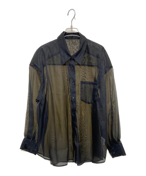 Mystrada（マイストラーダ）Mystrada (マイストラーダ) シアーシャツセットニットワンピース ブラック サイズ:38の古着・服飾アイテム