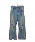 jiedaジエダ）の古着「DAMAGE ONE TUCK WIDE STRAIGHT DENIM」｜インディゴ