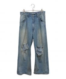 jieda（ジエダ）の古着「DAMAGE ONE TUCK WIDE STRAIGHT DENIM」｜インディゴ