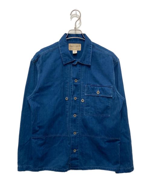 RRL（ダブルアールエル）RRL (ダブルアールエル) インディゴ ヘリンボーン ツイル オーバーシャツ インディゴ サイズ:Mの古着・服飾アイテム